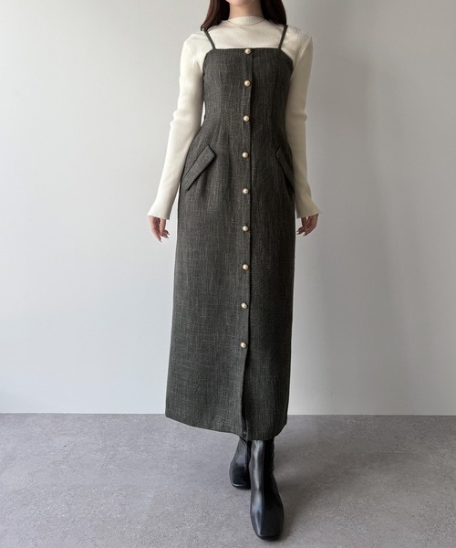 「mipiarl」 キャミソールワンピース MEDIUM チャコール レディース_画像9