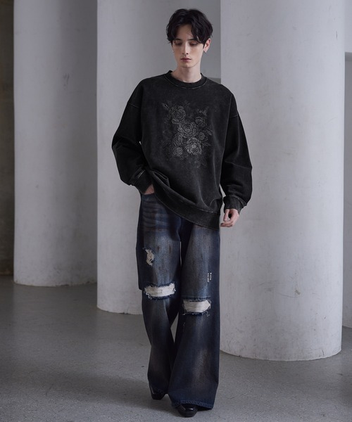 「CLEL」 スウェットカットソー M ブラック メンズ_画像2