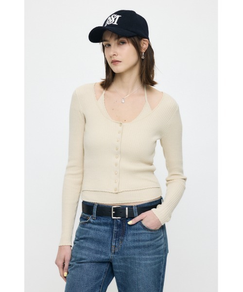新品　moussy 新作　HALTER NECK DOUBLE ニットトップス MOUSSY（マウジー） ニット セーター 「26年SS新作」HALTER NECK