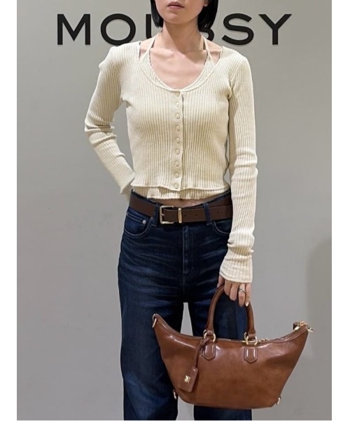 MOUSSY ハルターネックダブルニットトップス　新品未使用タグ付き MOUSSY（マウジー） ニット セーター 「26年SS新作」HALTER NECK