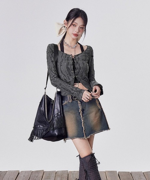 tシャツ Y2K ダメージ加工クロップド トップス レディース : ZOZOTOWN