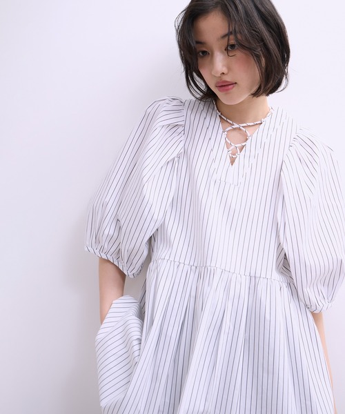 ブラウス シャツ 「WEB限定」2WAYバルーンスリーブチュニック レディースの画像