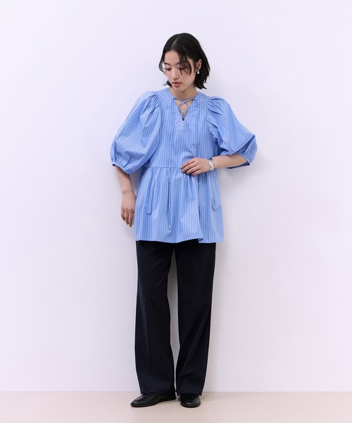 アダム・エ・ロペ洗える【前後2WAY】バルーンスリーブブラウス◆新品 ADAM ET ROPÉ FEMME(アダム エ ロペ ファム) / ＜洗える＞【前後2WAY