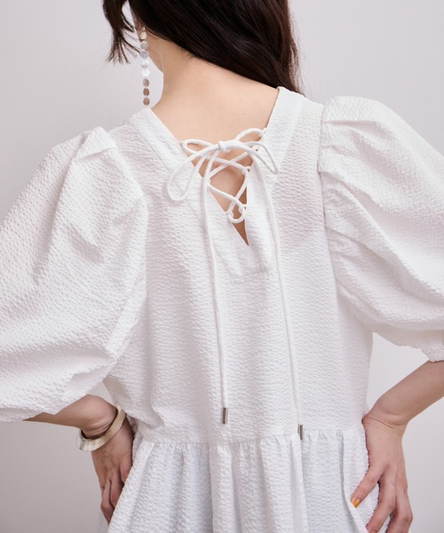 ブラウス シャツ 「WEB限定」2WAYバルーンスリーブチュニック レディースの画像