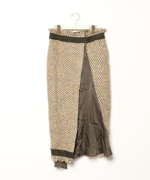sacai サカイ Satin Mix Chiffon Mix Skirt 赤 sacai（サカイ） 22-06384 レッドサテン×プリーツシフォン ミックス