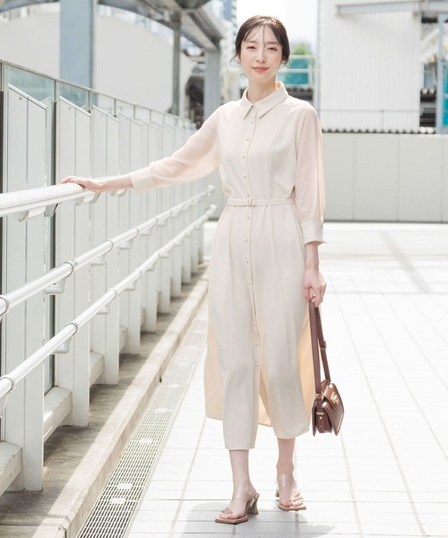 「Andemiu」 シャツワンピース FREE オレンジ レディース_画像2