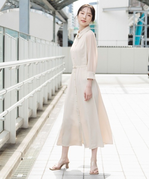 「Andemiu」 シャツワンピース FREE オレンジ レディース_画像4