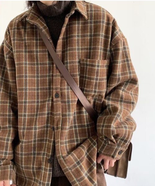 「FreeZone」 長袖シャツ F ブラウン メンズ_画像8