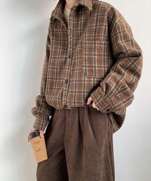 「FreeZone」 長袖シャツ F ブラウン メンズ_画像9