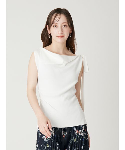 ニット セーター アシメネックドレープニット／ウォッシャブル レディースの画像