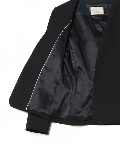 「green label relaxing」 ノーカラージャケット 42 ネイビー レディース_画像3