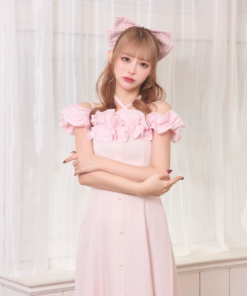 LAFARY（ラファリー） ワンピース ギンガムオフショルロングワンピース