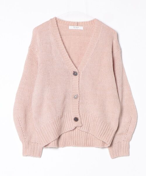 Her lip to　ピンクベージュ系ペプラム 長袖 シアーニットカーディガン Her lip to ニットカーディガン M ピンク レディース : ZOZOTOWN Yahoo