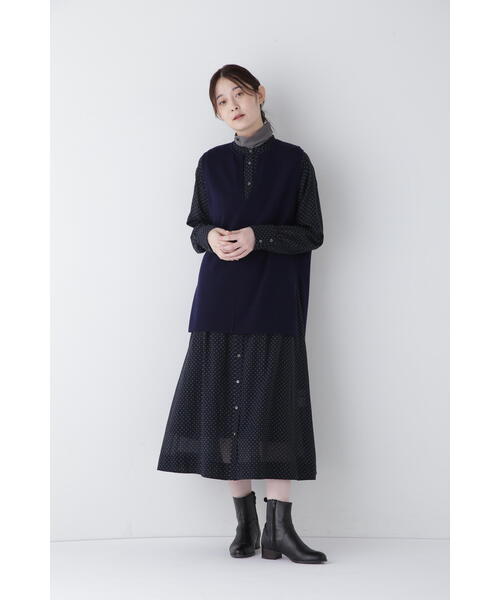 「human woman」 長袖ワンピース MEDIUM ネイビー レディースの画像