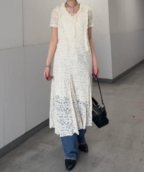 MOUSSY（マウジー） パーティードレス ワンピース 半袖 CUT LACE 