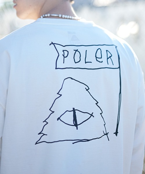 「POLeR」 長袖Tシャツ X-LARGE ホワイト×ブラック メンズ_画像4