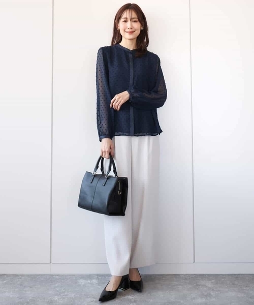 「MK MICHEL KLEIN」 長袖ブラウス 38 ホワイト レディース_画像3
