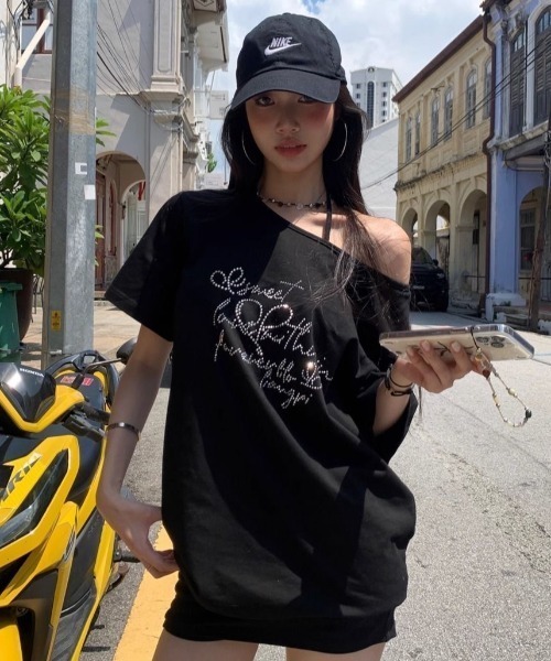 LADY LIKE（レディライク） tシャツ 半袖 「春夏新作」ラインストーン