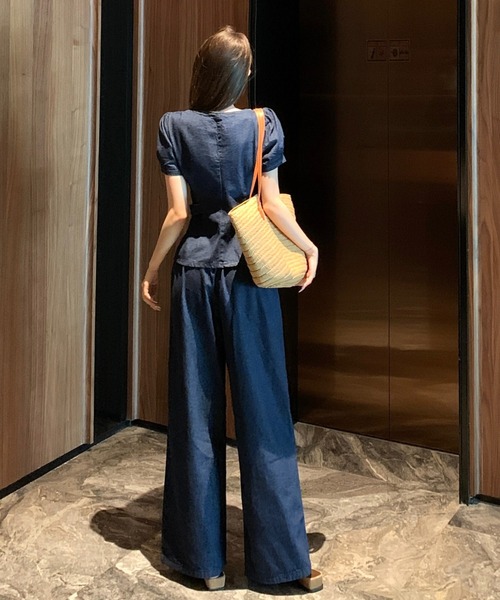 FAVORITO セットアップ デニムトップスワイドパンツセットアップ