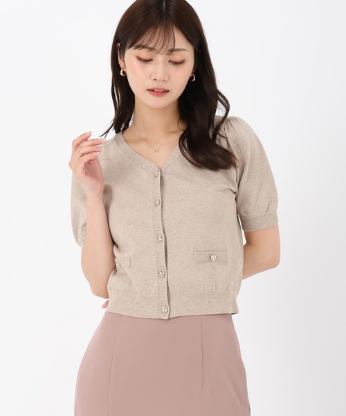 「MISCH MASCH」 ニットカーディガン フリ- ワイン レディース_画像3