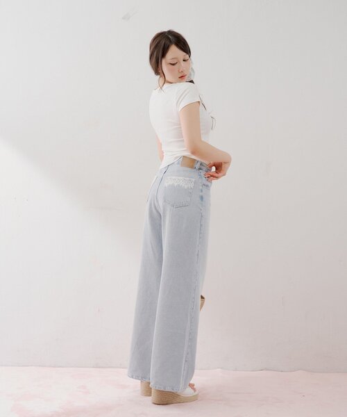 「Chico」 デニムパンツ LARGE ネイビー レディース_画像5