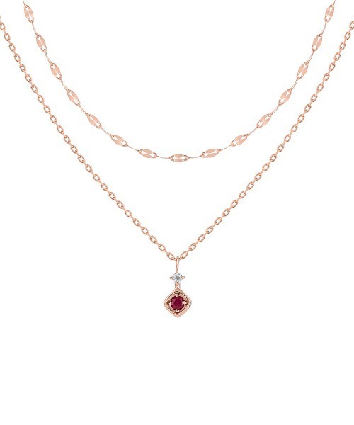 4℃ ヨンドシー　ルビー　ダイヤモンド　ネックレス 4℃（ヨンドシー） ネックレス 「7月誕生石」シルバー ルビー