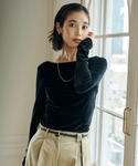 tシャツ シアーカットベロアバックオープントッ...の詳細画像1