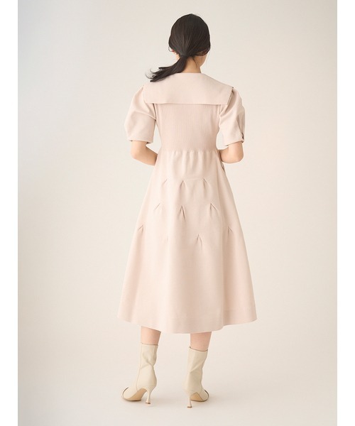 「CELFORD」 7分袖ワンピース 38 ピンクベージュ レディース_画像2