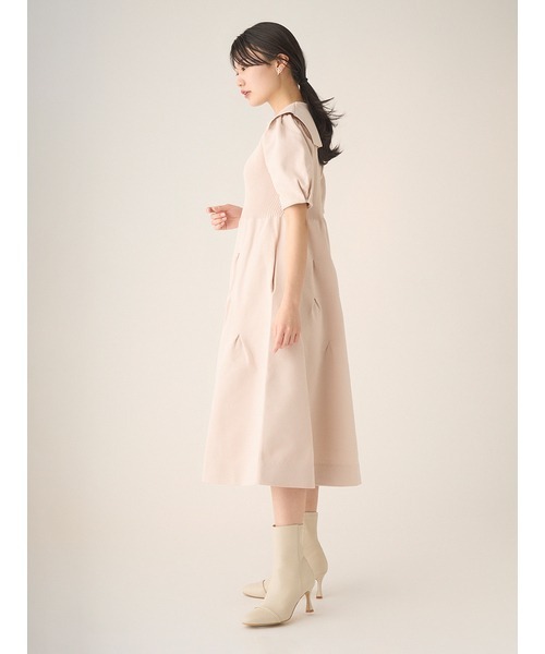 「CELFORD」 7分袖ワンピース 38 ピンクベージュ レディース_画像4