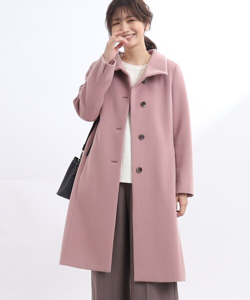 アウター 【正統派！美シルエット】スタンドカラーロングコート 正統派！美シルエット