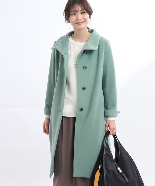 アウター 【正統派！美シルエット】スタンドカラーロングコート 正統派！美シルエット