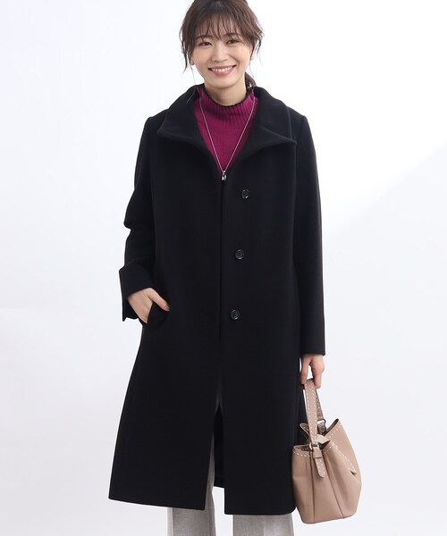 アウター 【正統派！美シルエット】スタンドカラーロングコート 正統派！美シルエット