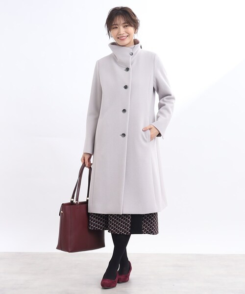 アウター 【正統派！美シルエット】スタンドカラーロングコート 正統派！美シルエット