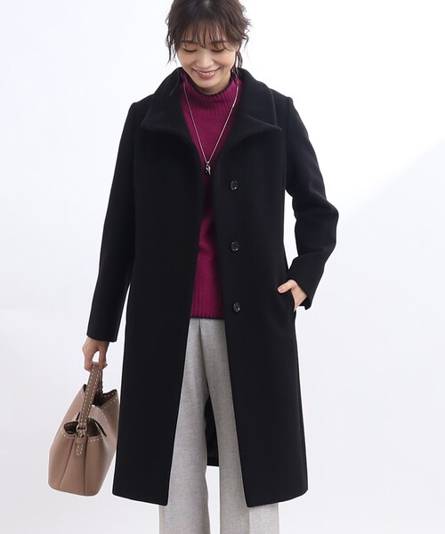 アウター 【正統派！美シルエット】スタンドカラーロングコート 正統派！美シルエット
