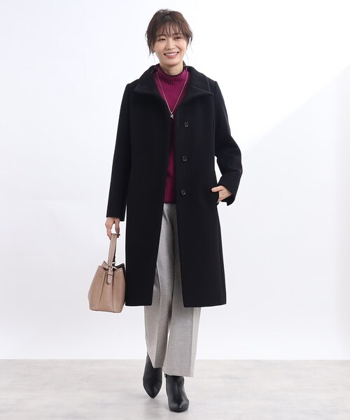 アウター 【正統派！美シルエット】スタンドカラーロングコート 正統派！美シルエット