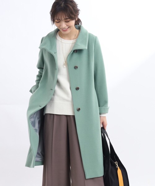 アウター 【正統派！美シルエット】スタンドカラーロングコート 正統派！美シルエット