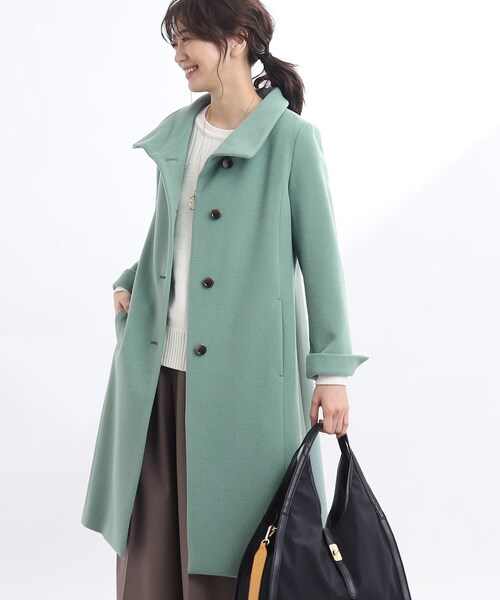 アウター 【正統派！美シルエット】スタンドカラーロングコート 正統派！美シルエット