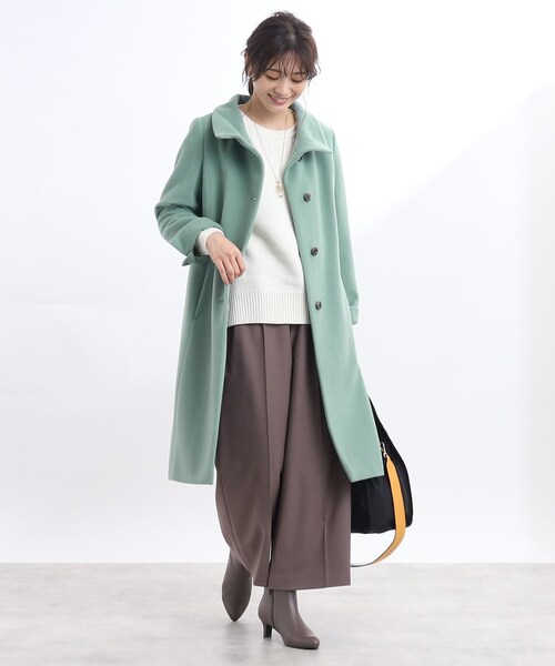 アウター 【正統派！美シルエット】スタンドカラーロングコート 正統派！美シルエット