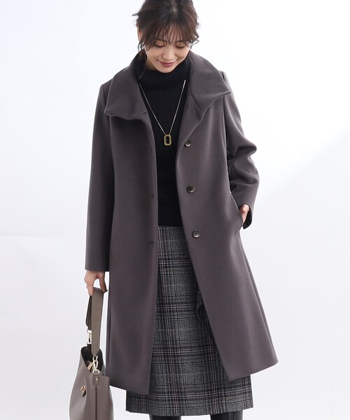 アウター 【正統派！美シルエット】スタンドカラーロングコート 正統派！美シルエット