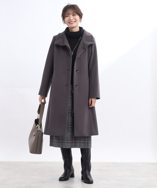 アウター 【正統派！美シルエット】スタンドカラーロングコート 正統派！美シルエット