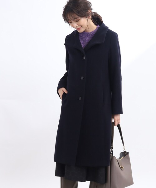 アウター 【正統派！美シルエット】スタンドカラーロングコート 正統派！美シルエット