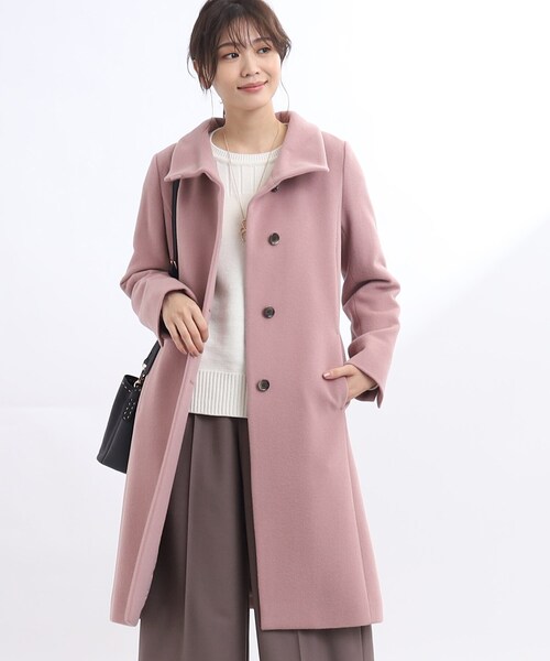 アウター 【正統派！美シルエット】スタンドカラーロングコート 正統派！美シルエット