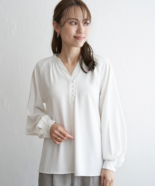 タグ付き MICA＆DEAL フリルカラースキッパーブラウス シャツ ホワイト MICA&DEAL ブラウス シャツ フリルカラースキッパーブラウス
