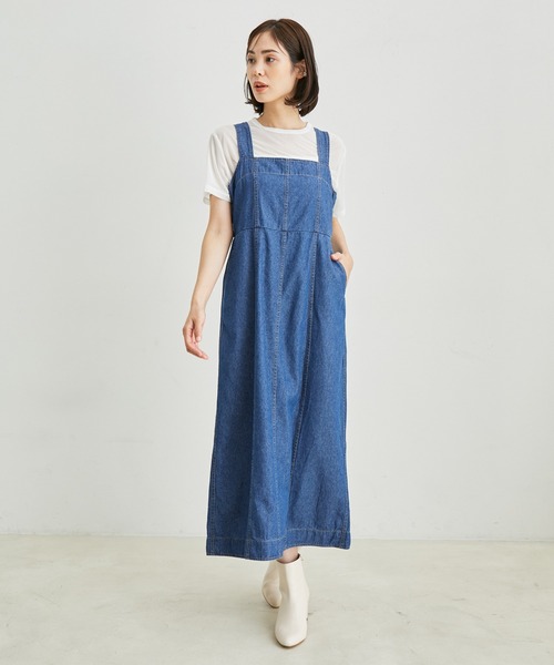 LEBEIGE.◆デニムラウンドネックワンピース◆ LE CERCLE par rope' ワンピース 「セットアップ対応」ステッチ
