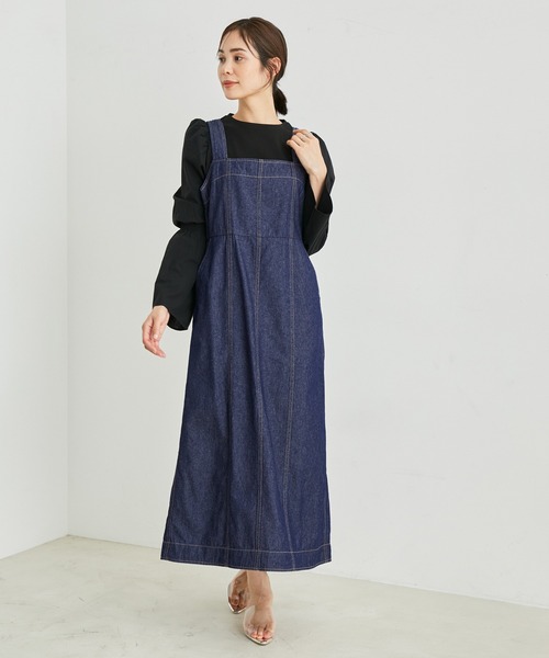DSQUARED2◆デニムワンピース【38】ドレス 濃紺 オレンジステッチ DSQUARED2◇デニムワンピース【38】ドレス 濃紺 オレンジ