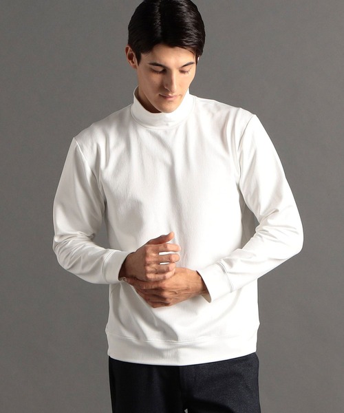 FR2裏起毛モックネック MONSIEUR NICOLE（ムッシュニコル） tシャツ メランジジャカード裏起毛