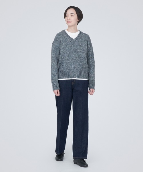 むじるし 無印良品 ニット ウールヤク混ネップ糸Vネックセーター