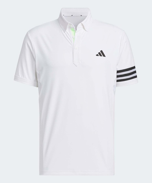 【adidas GOLF/アディダス】3ストライプス半袖ポロシャツ・XLホワイト adidas ポロシャツ 3ストライプス メッシュベントポロ「adidas