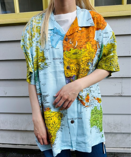ブラウス シャツ 「HOUSTON」ALOHA SHIRT (MAP) レディース メンズ HOUSTON シャツ アロハシャツ(MAP) メンズ レディース