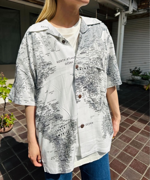 ブラウス シャツ HOUSTON/ヒューストン 41104 ALOHA SHIRT (MAP) / アロハシャツ/ HS411 レディース メンズ HOUSTON ブラウス シャツ HOUSTON/ヒューストン 41104 ALOHA